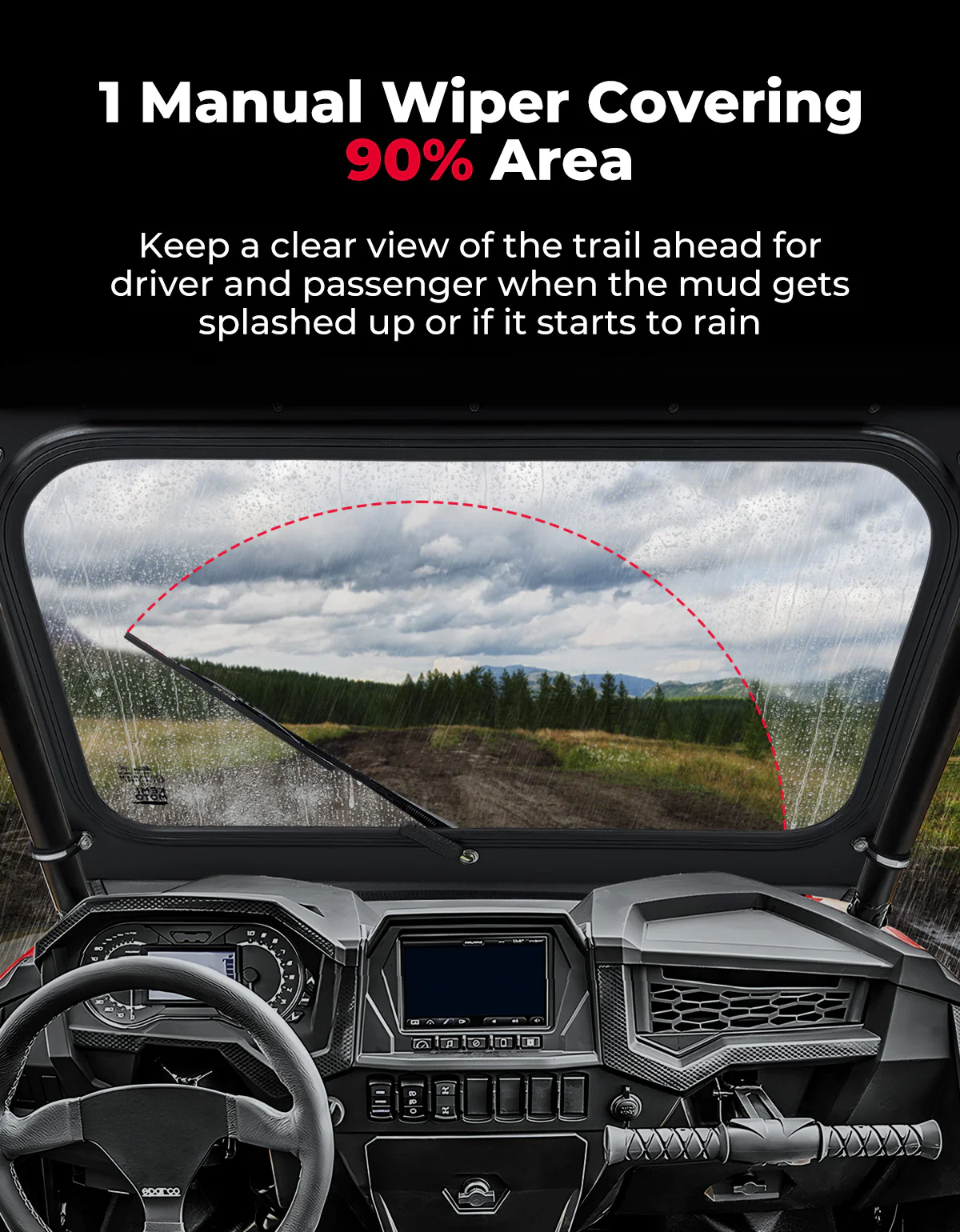 Full Front Windshield with Manual Wiper for Polaris RZR 570/800/XP 900 (2008-2014) - Image 7