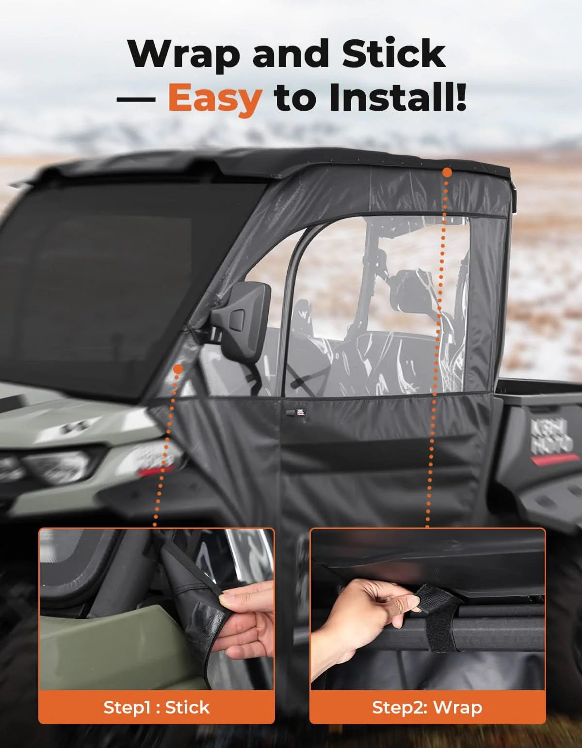 Full Soft Doors with Mirror Slots for Can-Am Defender HD5/7/8/9/10 - Image 4