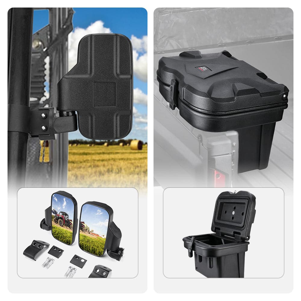 Adjustable Side Mirrors & Cargo Tool Box for Polaris Ranger/General - Image 17