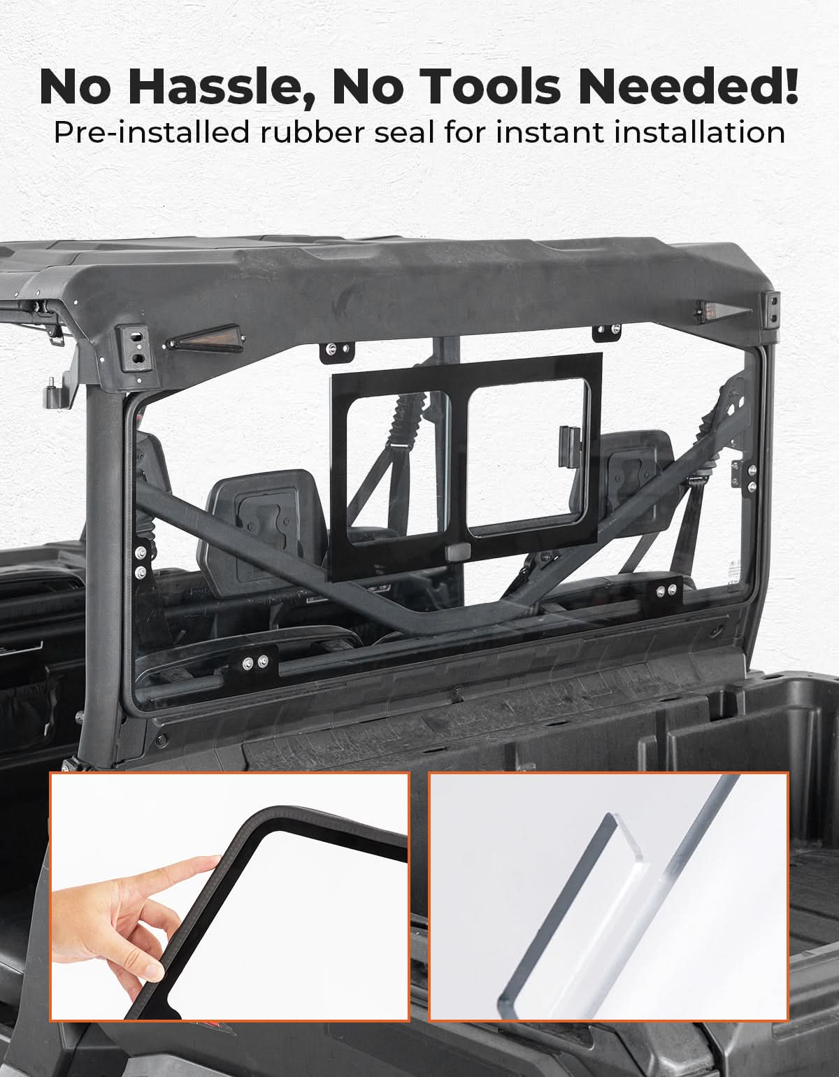 Glass Rear Windshield with Sliding Window for Can-Am Defender & Defender Max HD5/HD8/HD10 (2016–2026) – 5MM DOT Laminated Safety Glass, Scratch-Resistant - Image 7