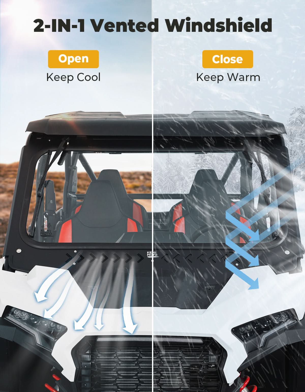 Glass Windshield with 2 Manual Wipers for 2024-2025 Polaris RZR XP 1000 / 4 - Image 4