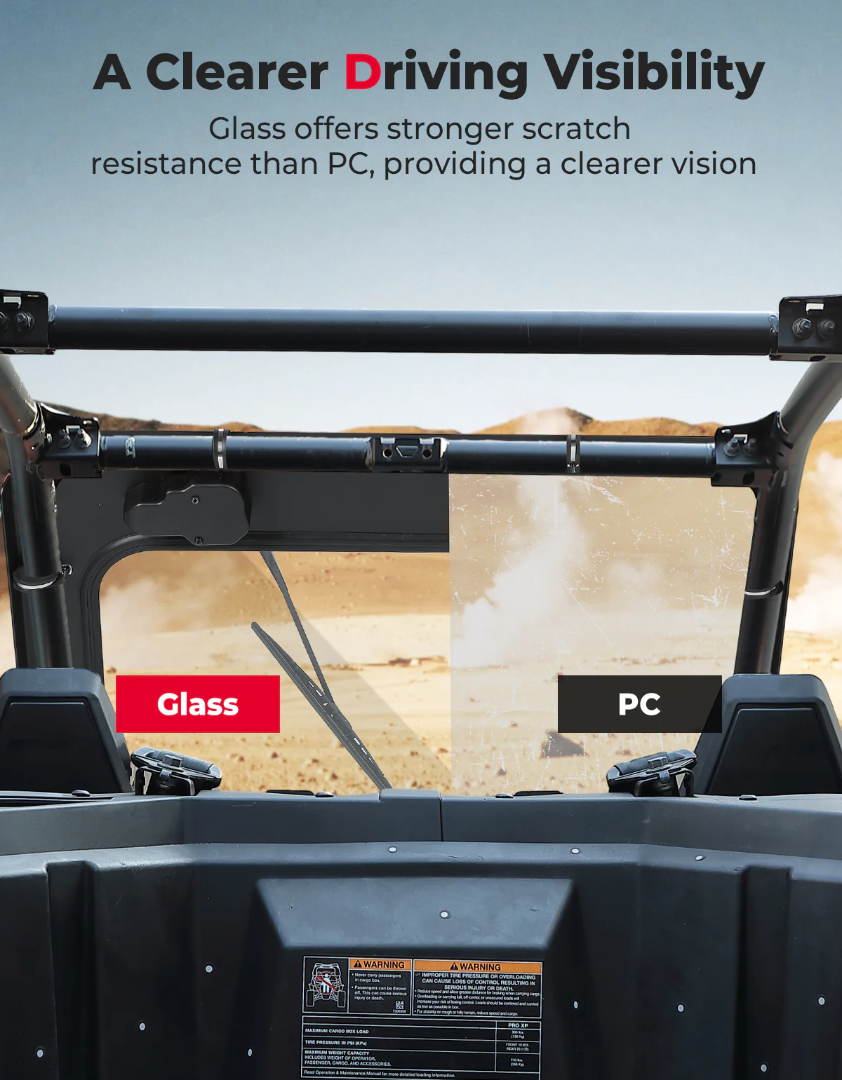 Glass Windshield with Electric Wipers for Polaris RZR PRO XP / RZR Turbo R 2020-2024 - Image 3