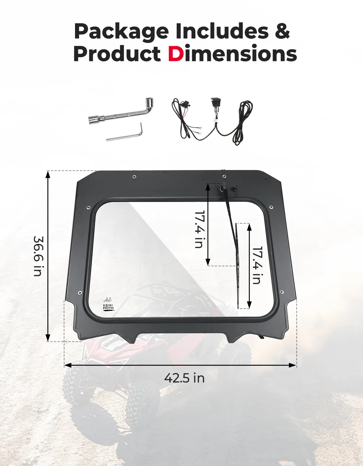 Glass Windshield with Electric Wipers for Polaris RZR PRO XP / RZR Turbo R 2020-2024 - Image 6