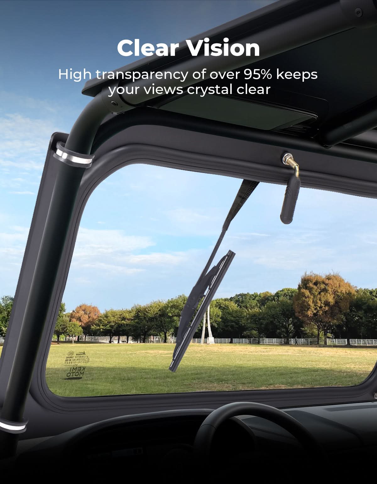 Glass Windshield with Manual Wiper for 2014-2018 Polaris RZR XP 1000 - Image 3