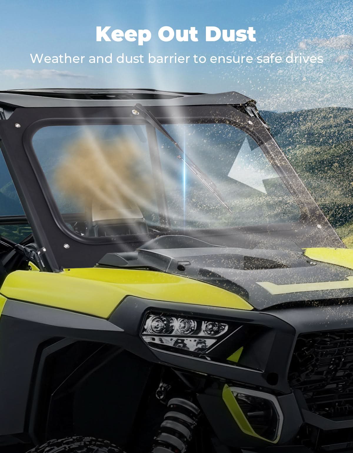 Glass Windshield with Manual Wiper for 2014-2018 Polaris RZR XP 1000 - Image 4