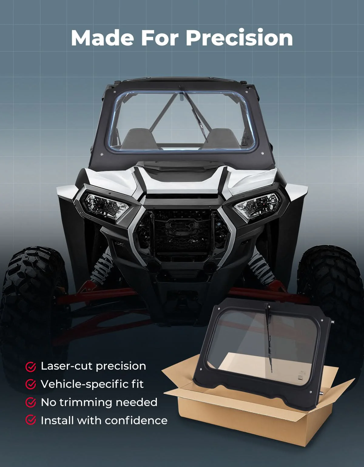 Glass Windshield with Manual Wiper for 2014-2018 Polaris RZR XP 1000 - Image 7