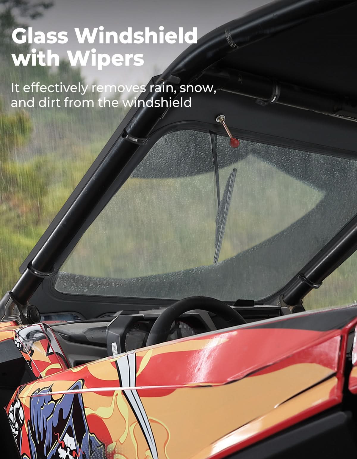 Glass Windshield with Manual Wipers for Polaris RZR PRO XP / RZR Turbo R 2020-2024 - Image 2