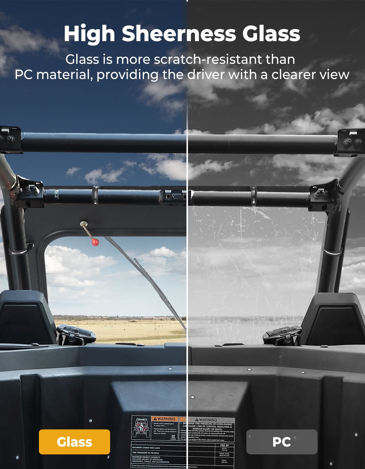 Glass Windshield with Manual Wipers for Polaris RZR PRO XP / RZR Turbo R 2020-2024 - Image 3