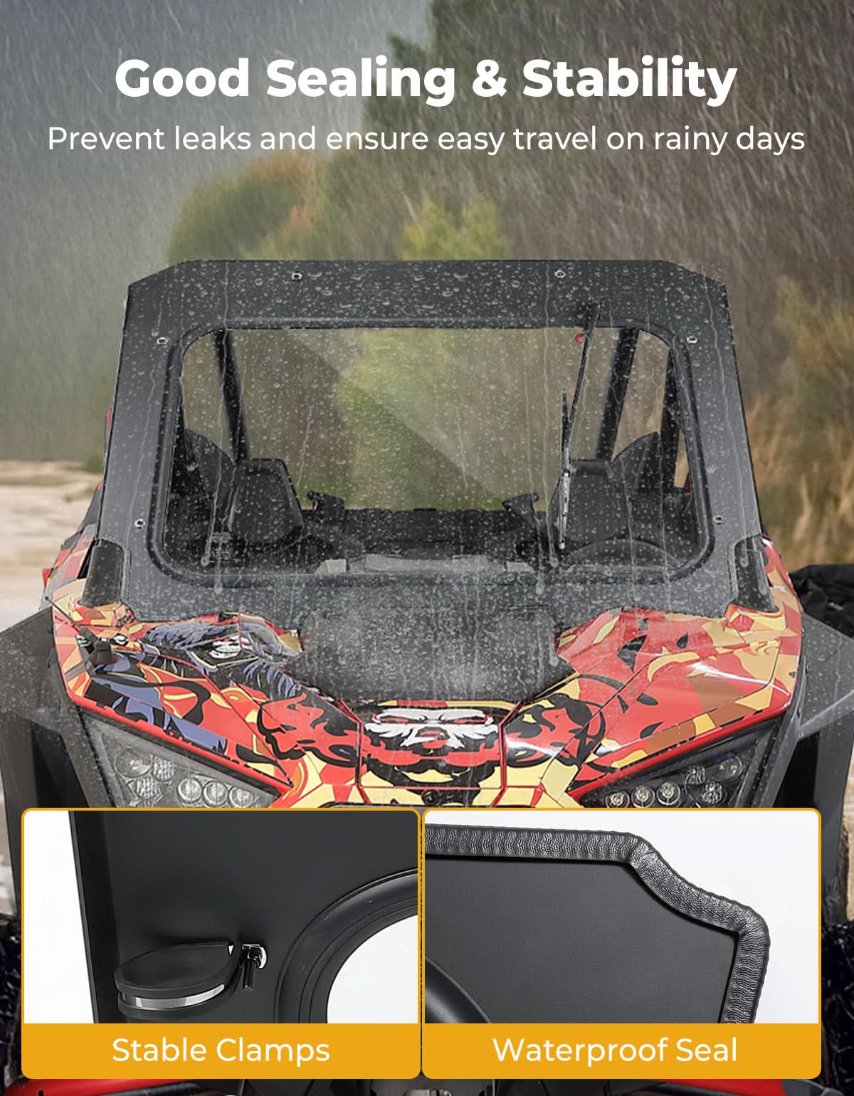 Glass Windshield with Manual Wipers for Polaris RZR PRO XP / RZR Turbo R 2020-2024 - Image 4
