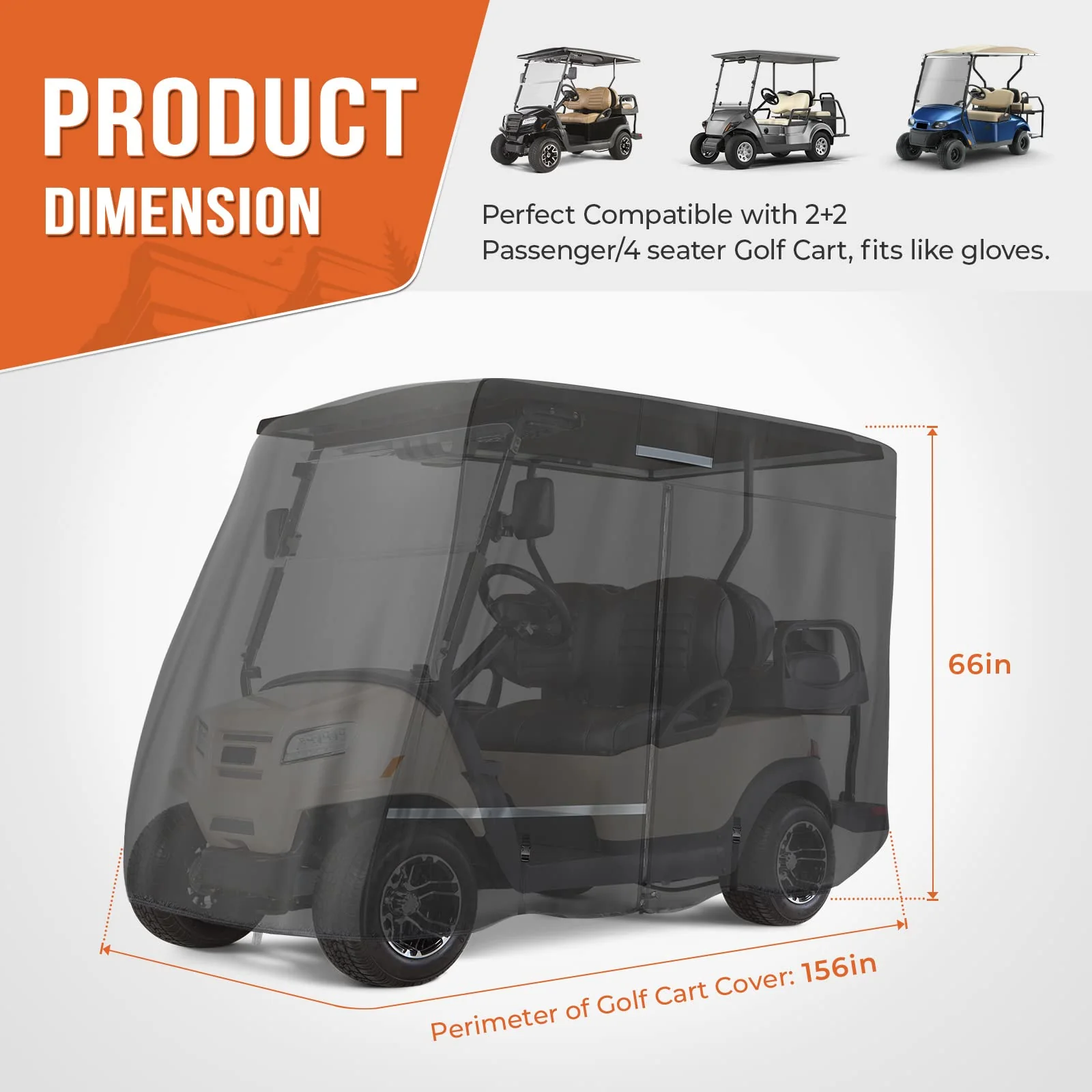 Golf Cart Cover 2 Passenger/ 4 Passenger for EZGO/ Club Car/ Drive/ ICON - Image 4