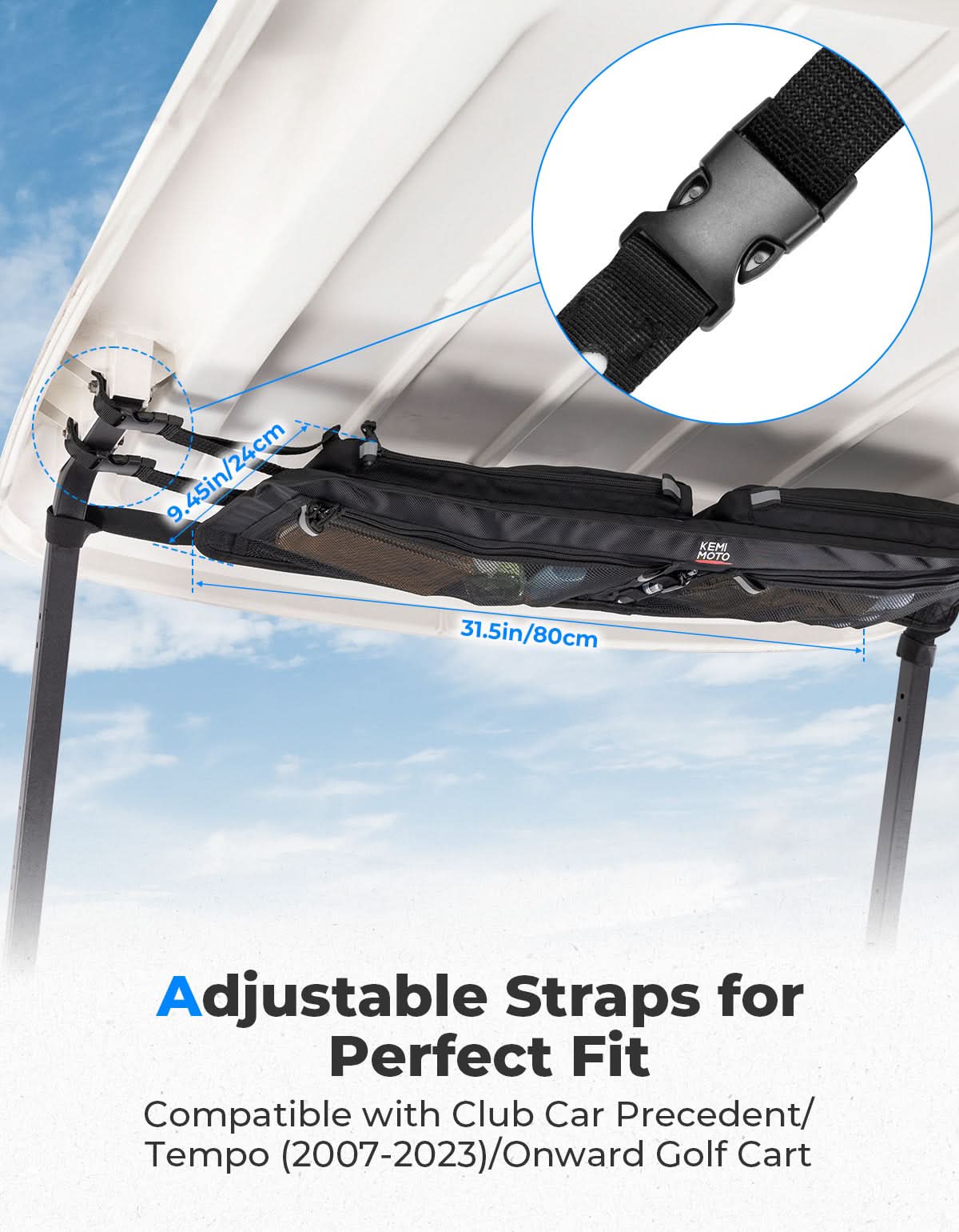 Golf Cart Overhead Storage Bag for Club Car Precedent Tempo - Image 3