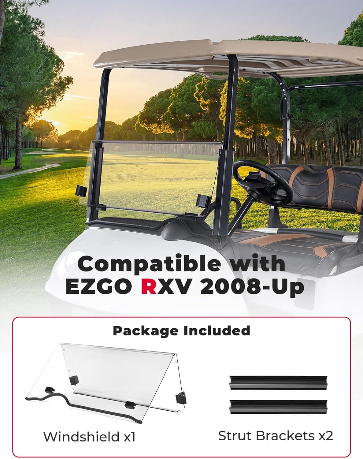 Golf Cart Windshield for EZGO RXV (2008-Up) - Image 6