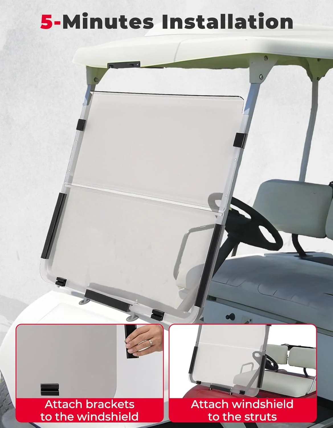 Foldable Golf Cart Windshield for G22 (2003-2006) Tinted - Image 4