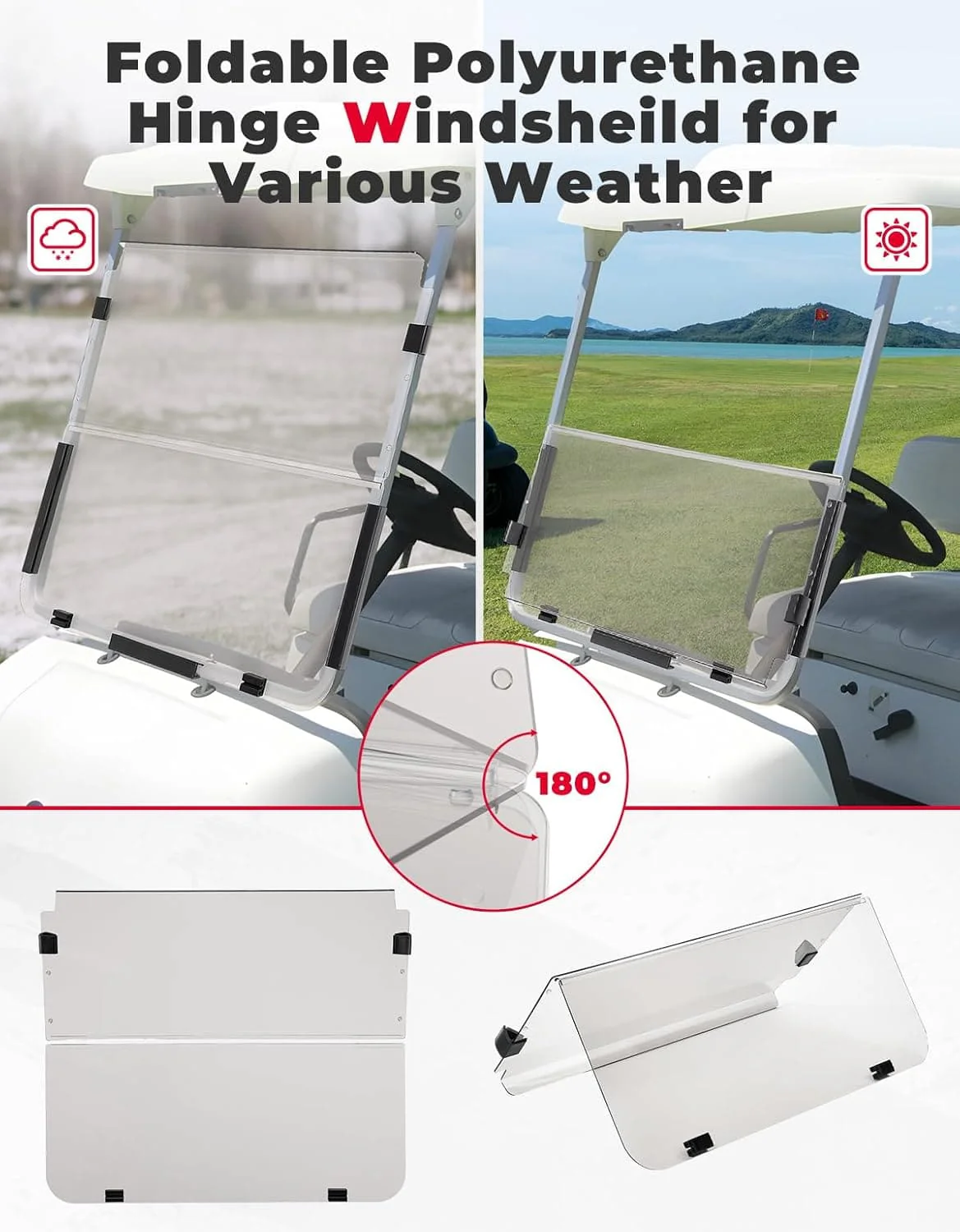Foldable Golf Cart Windshield for G22 (2003-2006) Tinted - Image 5