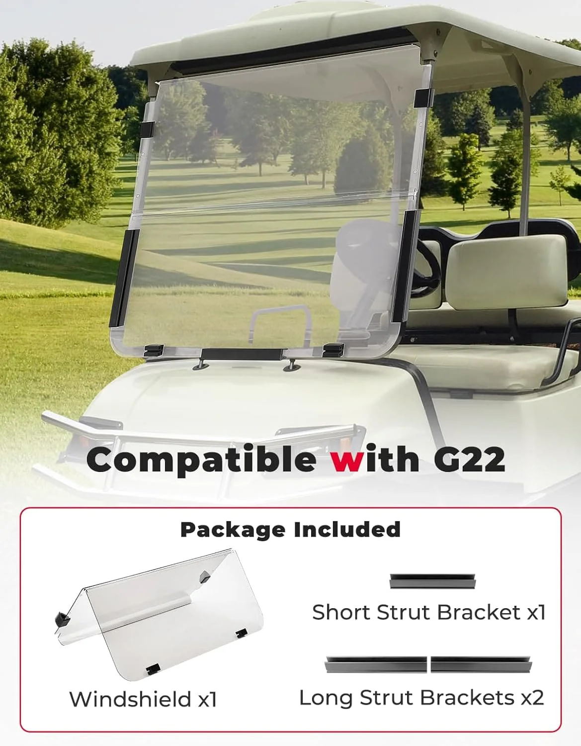 Foldable Golf Cart Windshield for G22 (2003-2006) Tinted - Image 6