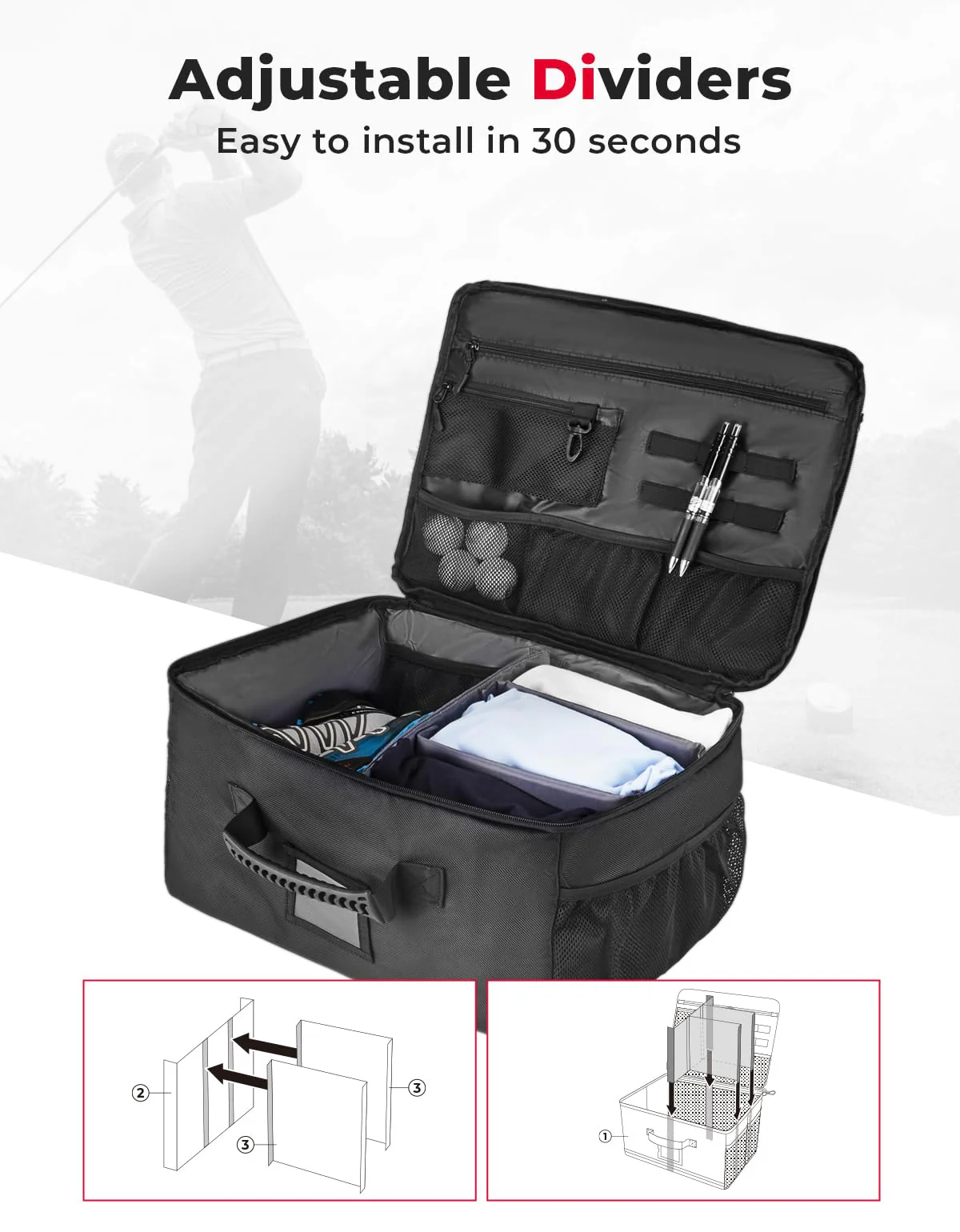 Golf Trunk Organizer for Car/ SUV Collapsible 1680D Waterproof - Image 5