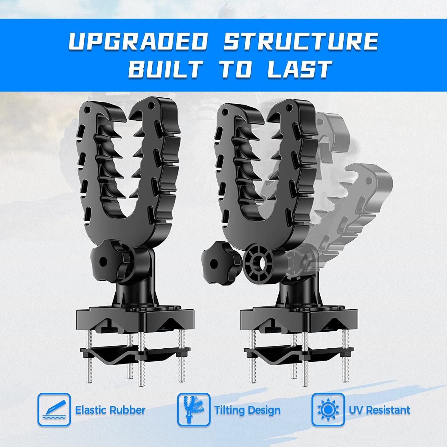 ATV Gun Holder Bow Rack Grips with Rubber Straps for Hunting - Image 2