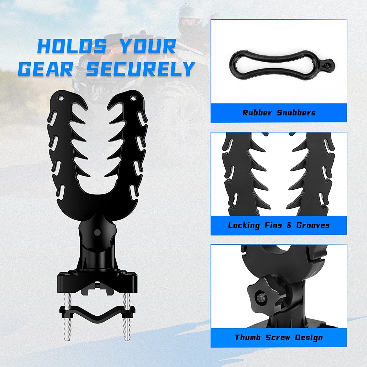 ATV Gun Holder Bow Rack Grips with Rubber Straps for Hunting - Image 3