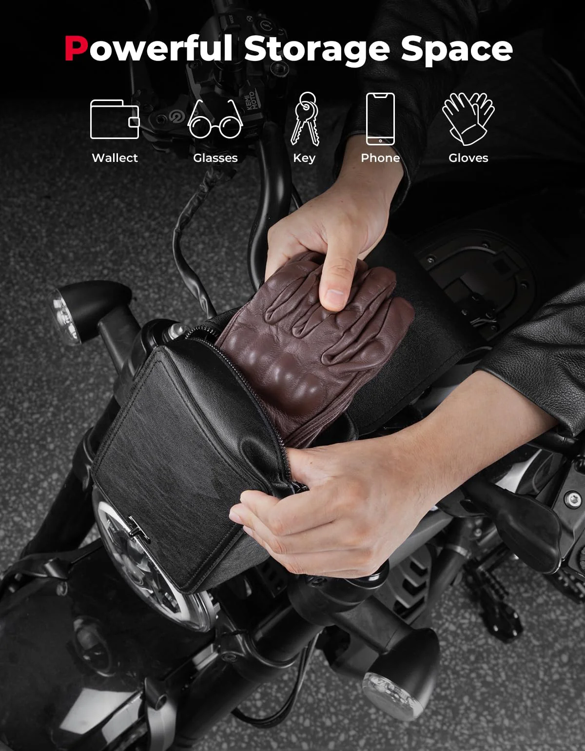 Handlebar T-Bar Bag for Cruiser Softail Dyna Sportsters - Image 3