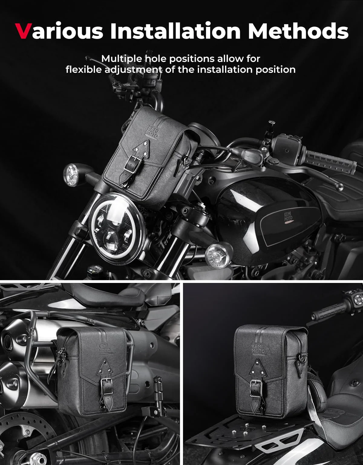 Handlebar T-Bar Bag for Cruiser Softail Dyna Sportsters - Image 5