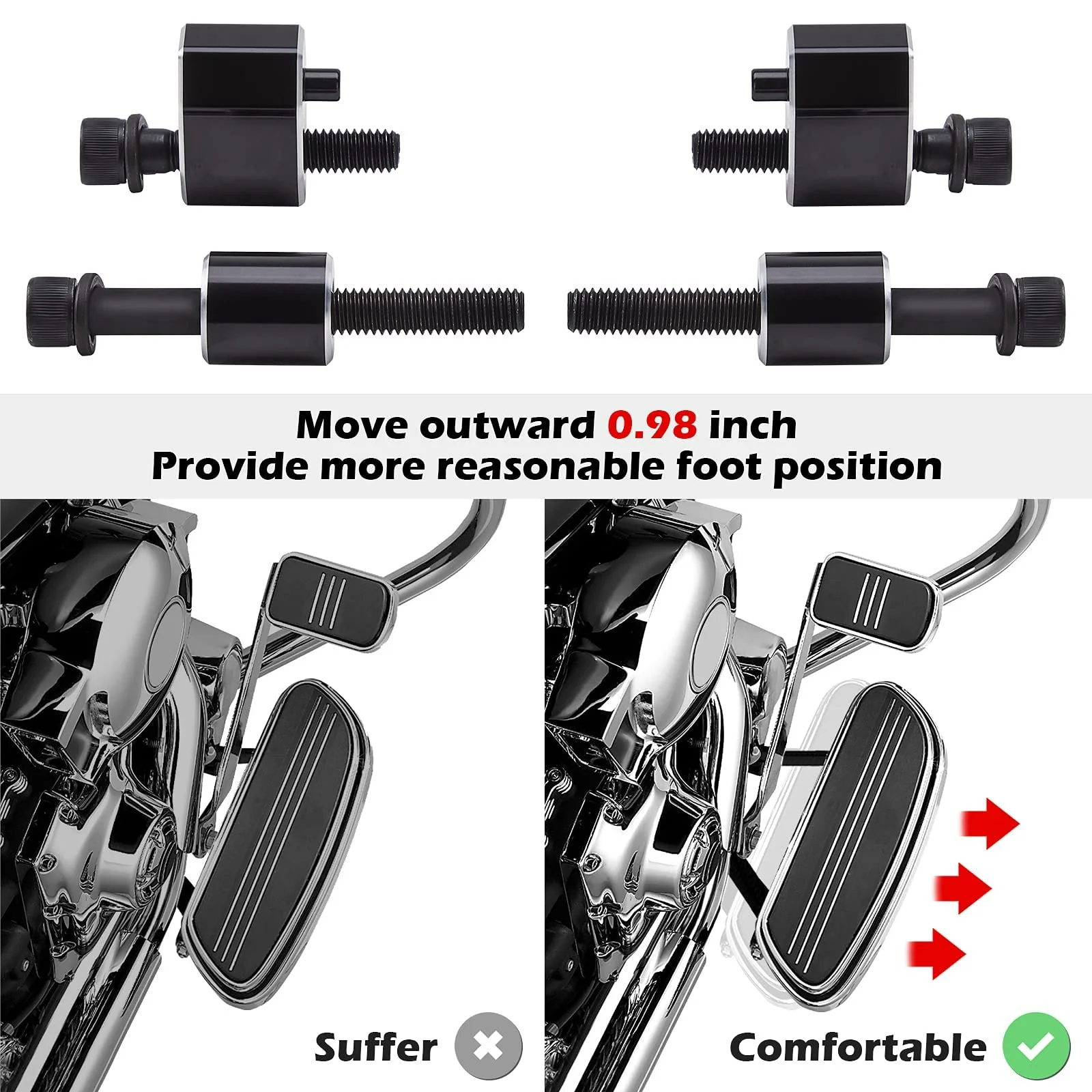 Driver Floorboard Extenders Kit For Harley - Image 2