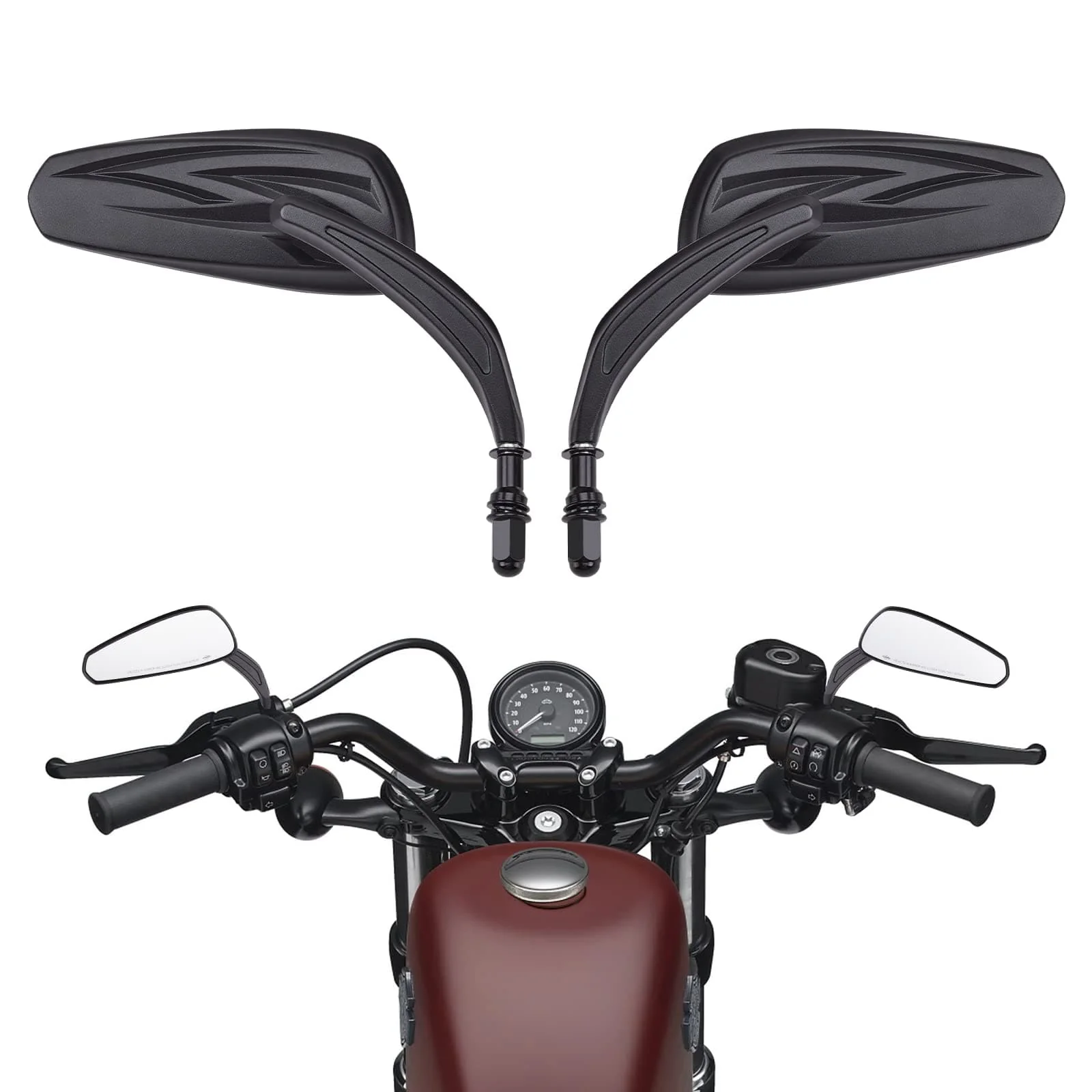 Long Stem Rear View Mirrors for Harley - Image 2