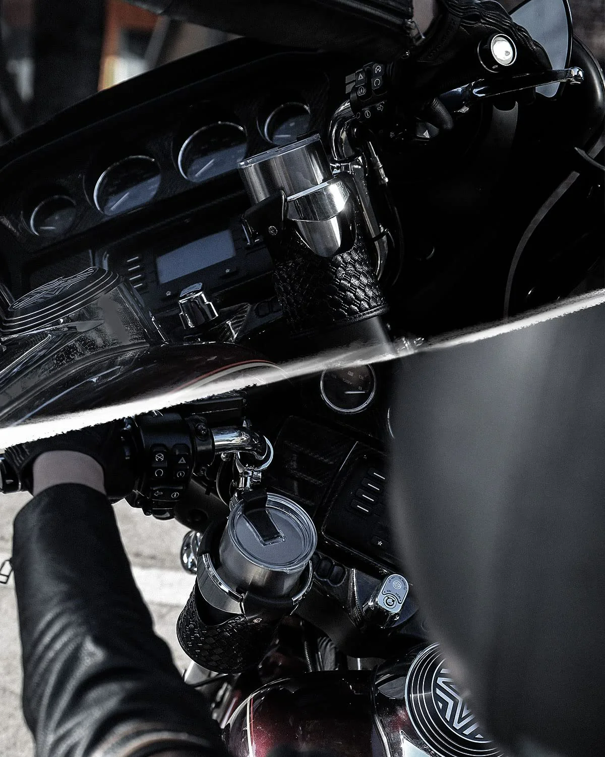 Motorcycle Handlebar Leather Cup Holders for Harley - Image 8