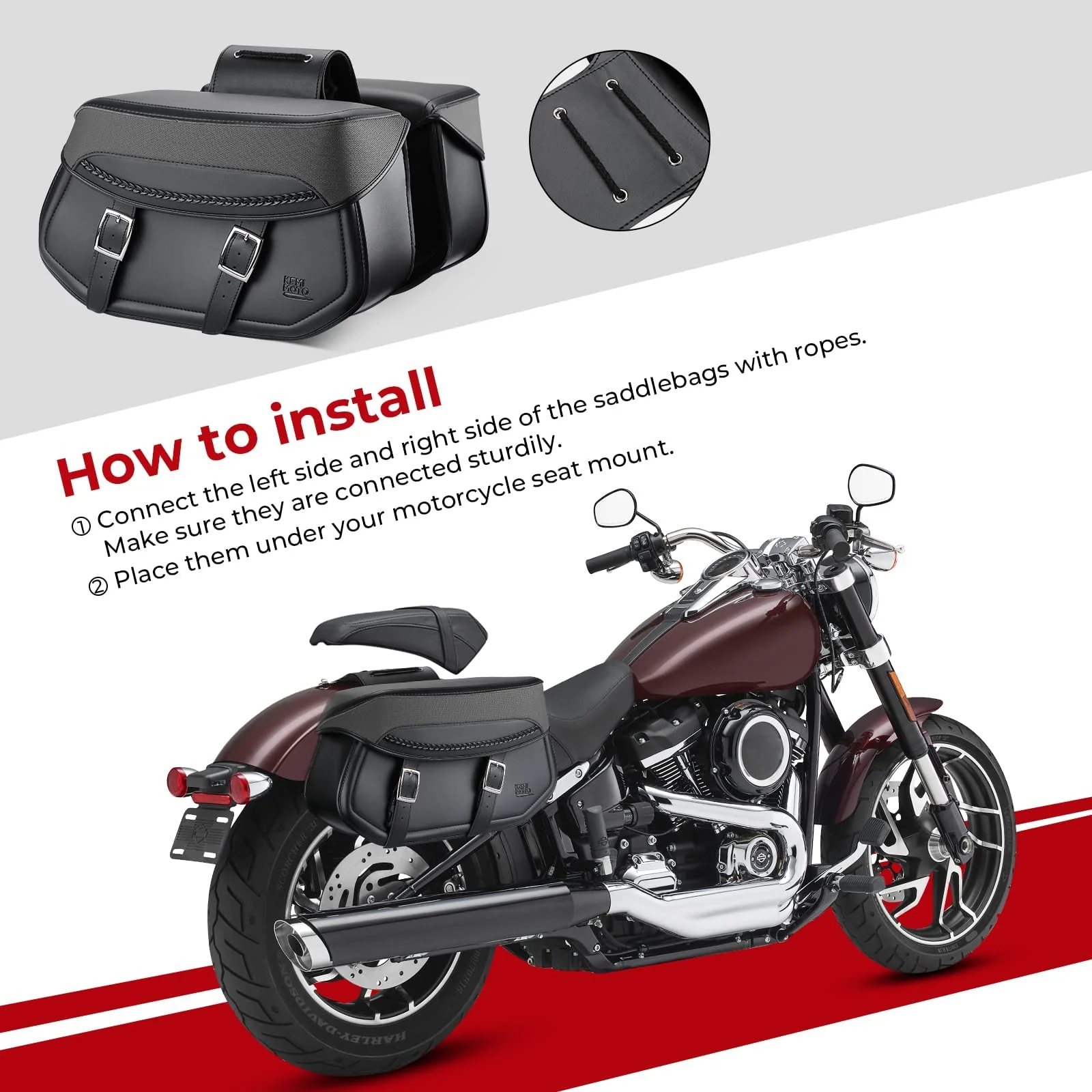 Motorcycle Synthetic Leather Saddlebags for Harley - Image 5
