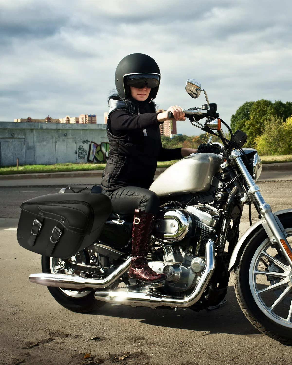 34L Motorcycle Synthetic Leather Saddlebag for Harley - Image 7