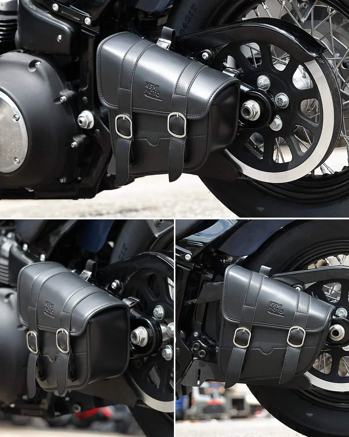 Synthetic Leather Swing Arm Bags Left Side for Harley - Image 5