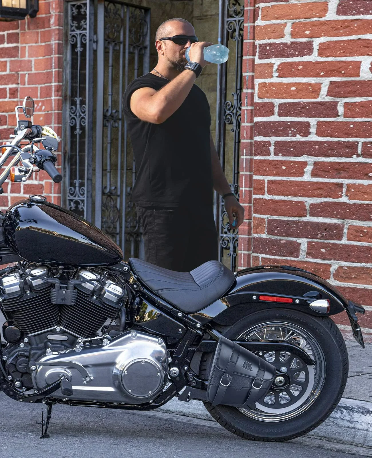 Synthetic Leather Swing Arm Bags Left Side for Harley - Image 7