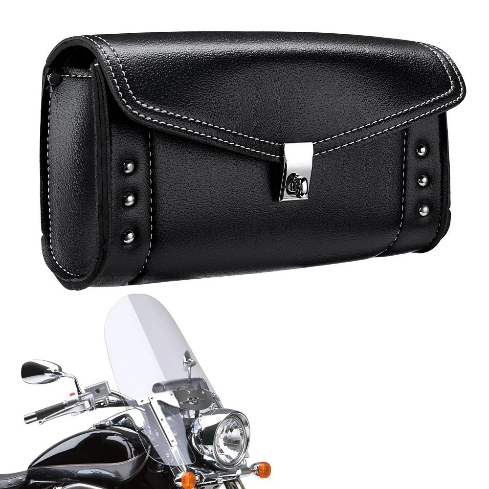 Motorcycle Windshield Bag Windscreen Studded Pouch for Road King - Image 8