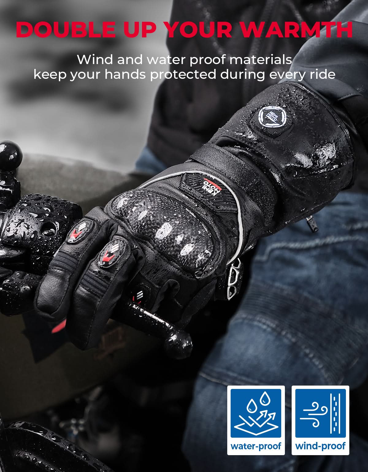 Heated Motorcycle Gloves Men Women 7.4V Battery Waterproof Touchscreen - Image 5
