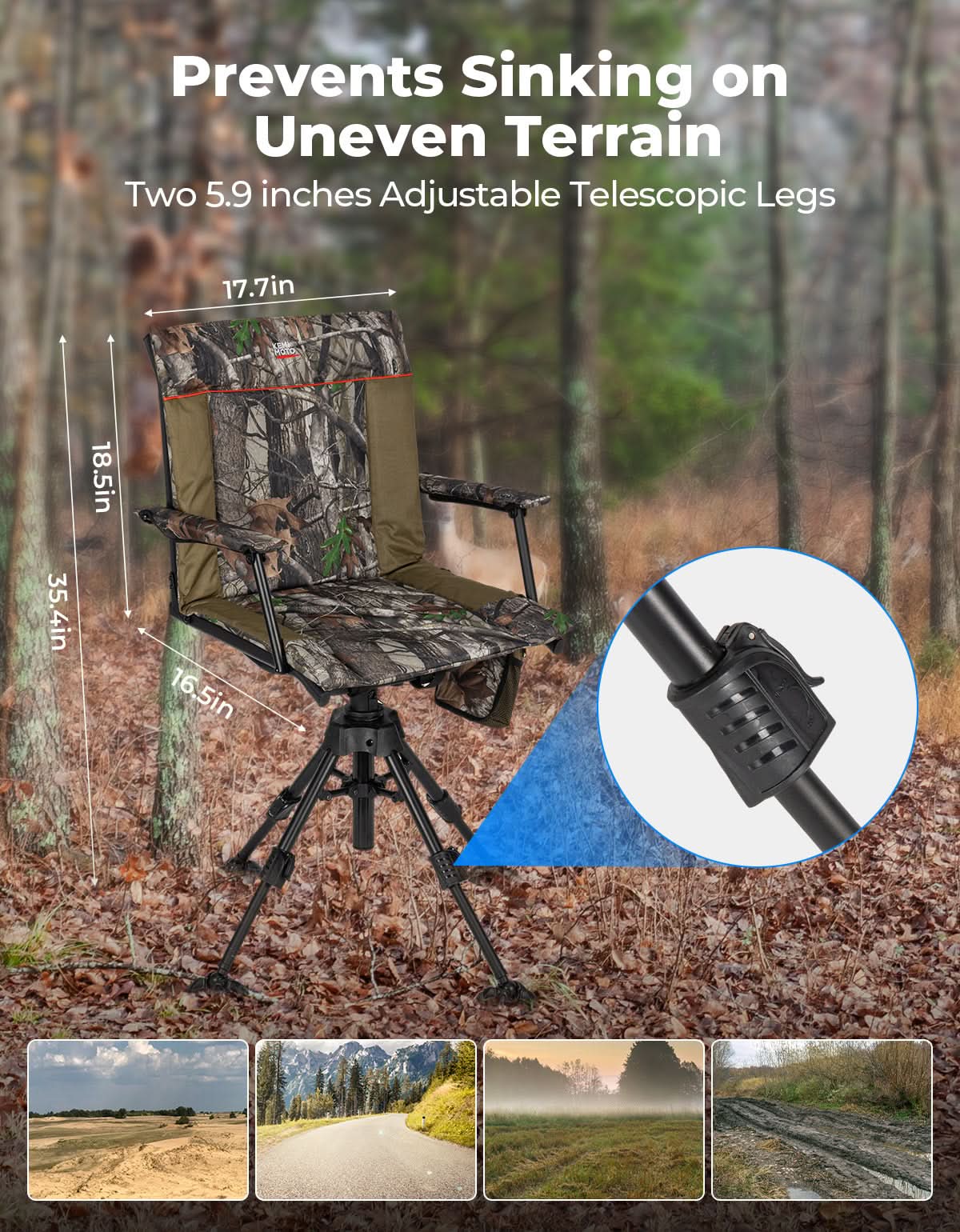 Heated Hunting Blind Chair 360 Degree Silent Swivel with 20000mAh Battery - Image 5