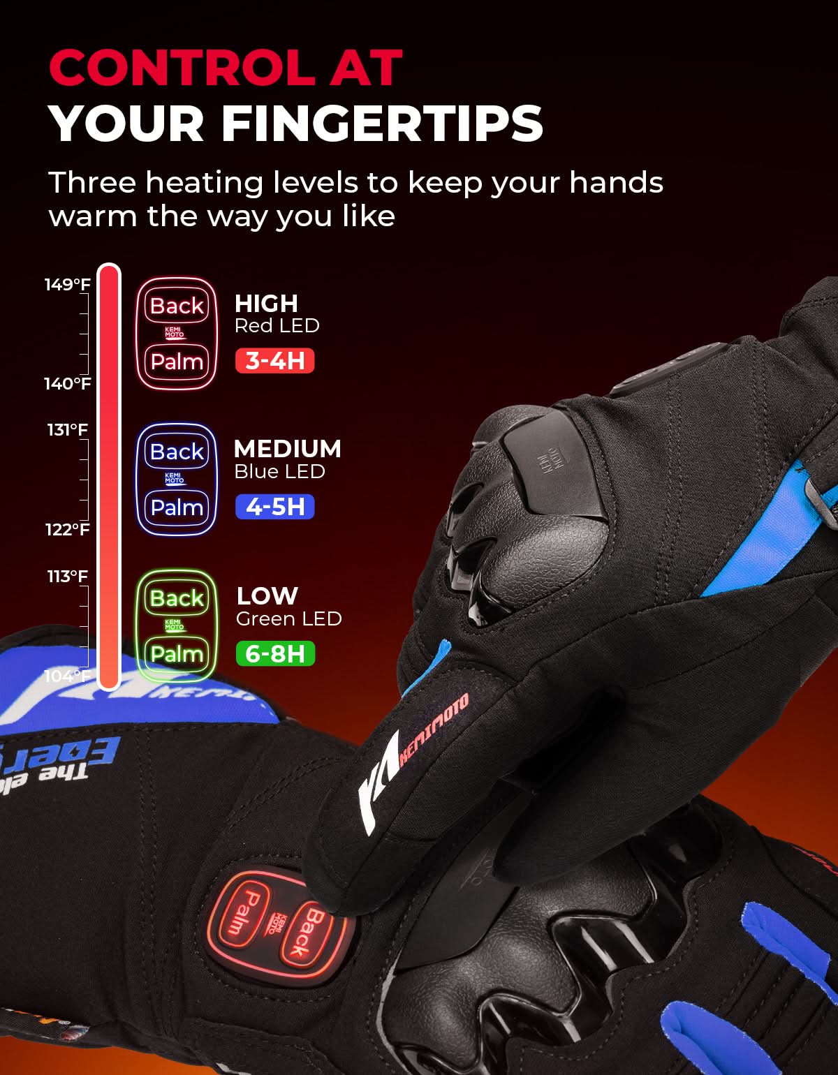 Heated Motorcycle Gloves 2025 with Protective Shields and Battery - Image 11