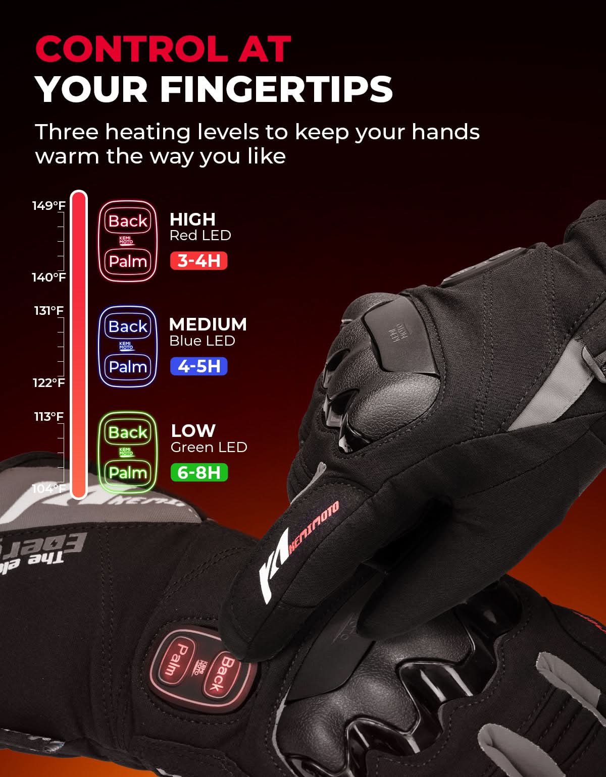 Heated Motorcycle Gloves 2025 with Protective Shields and Battery - Image 3