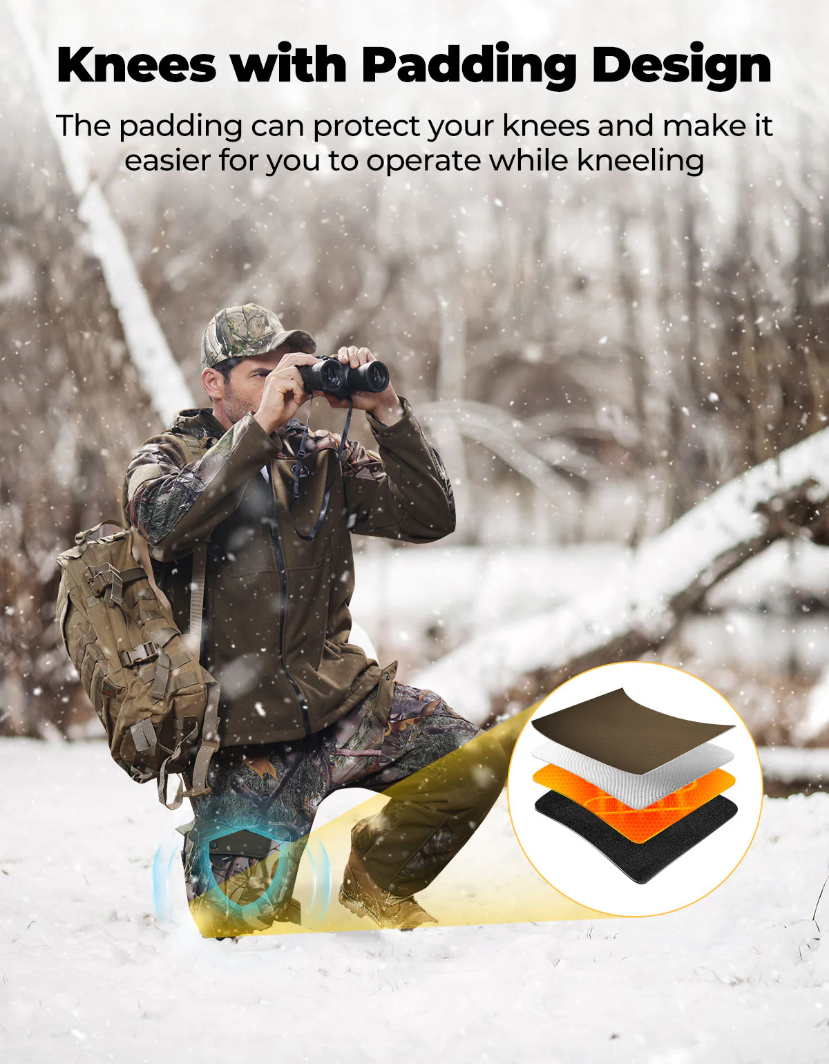 Heated Pants Padded Knees Design for Hunting Hiking Camping - Image 3