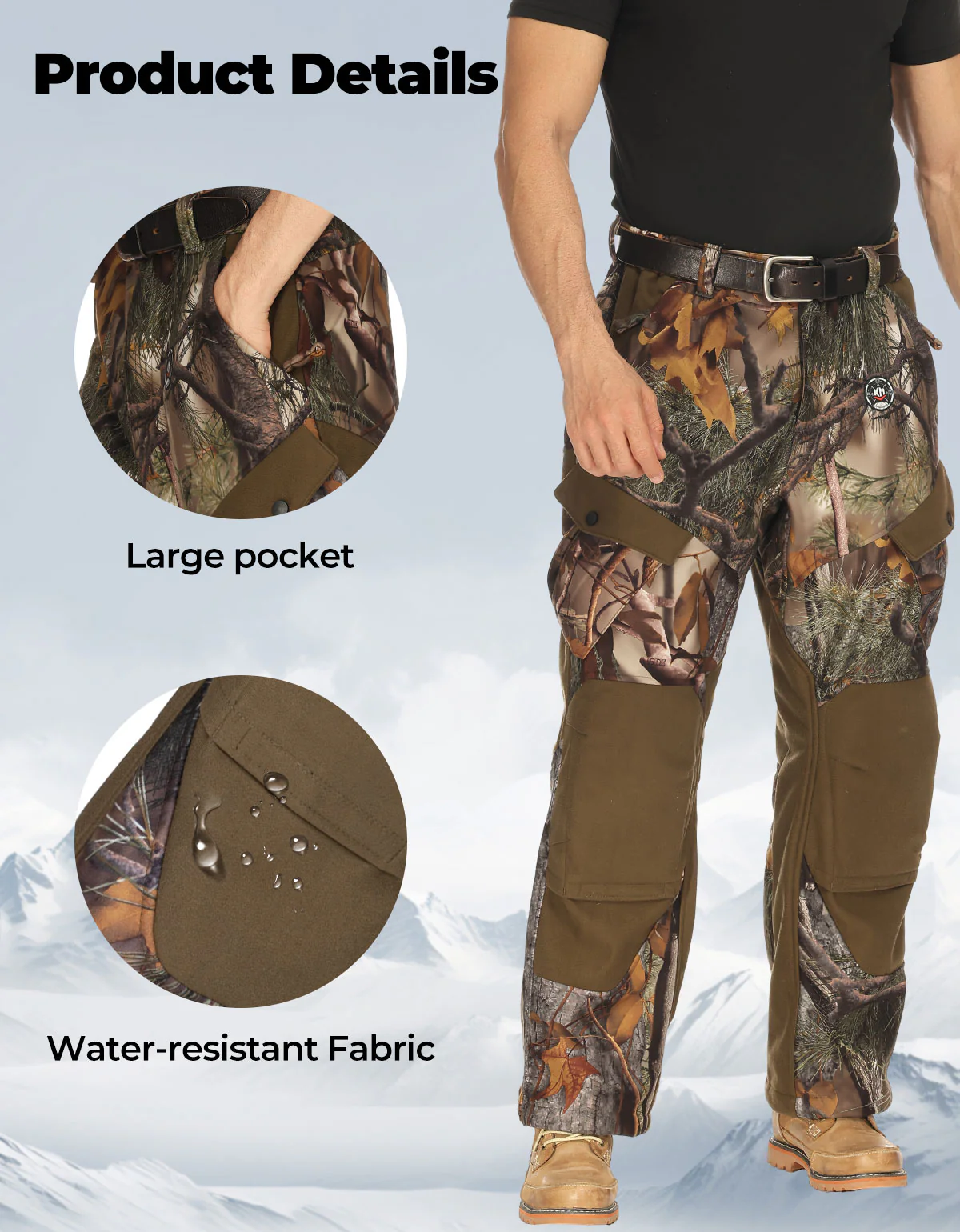 Heated Pants Padded Knees Design for Hunting Hiking Camping - Image 7