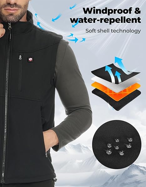 Men's Heated Vest by APP Temp Control for Skiing Hiking Hunting - Image 4