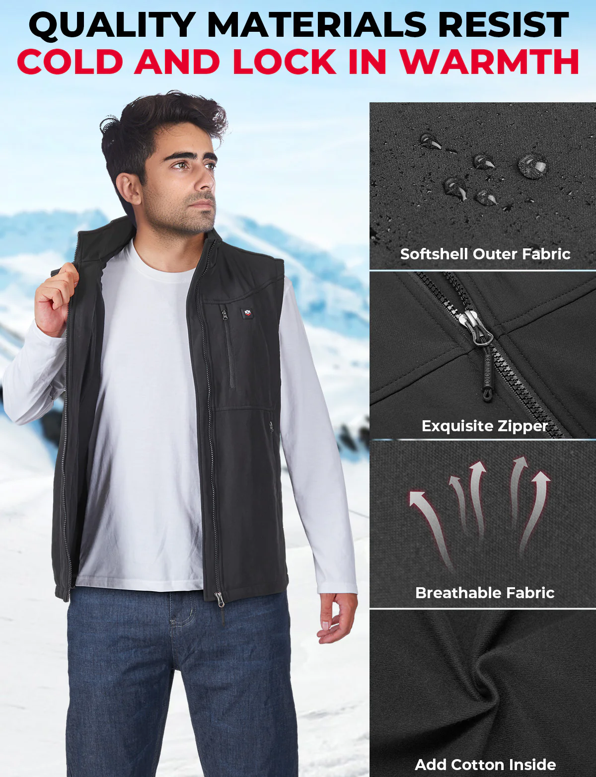 Men's Heated Vest by APP Temp Control for Skiing Hiking Hunting - Image 7