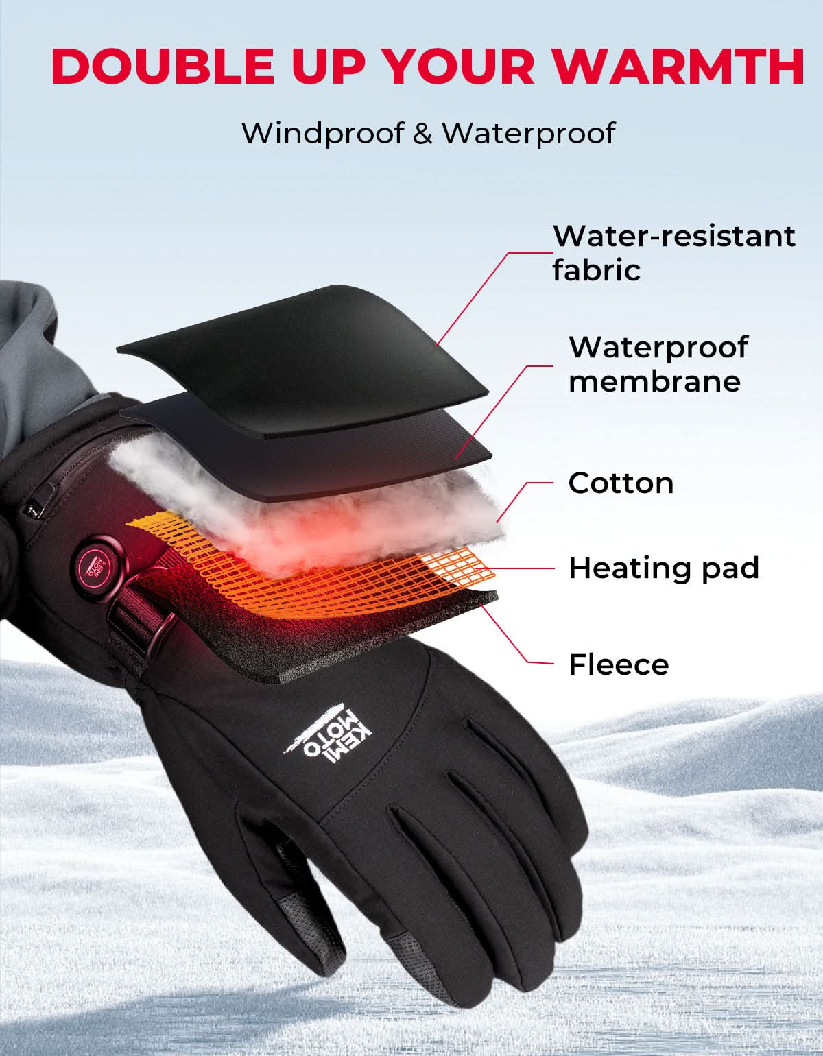 Heated Motorcycle Gloves Men Women 7.4V Battery Waterproof Touchscreen - Image 6