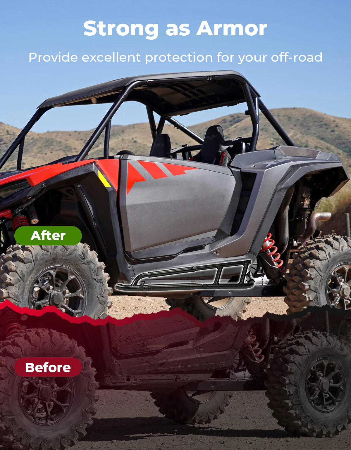 Heavy Duty Steel Nerf Bars Rock Sliders for Polaris RZR XP 1000/ XP 4 1000 2024-2025, 2-Seat - Image 6