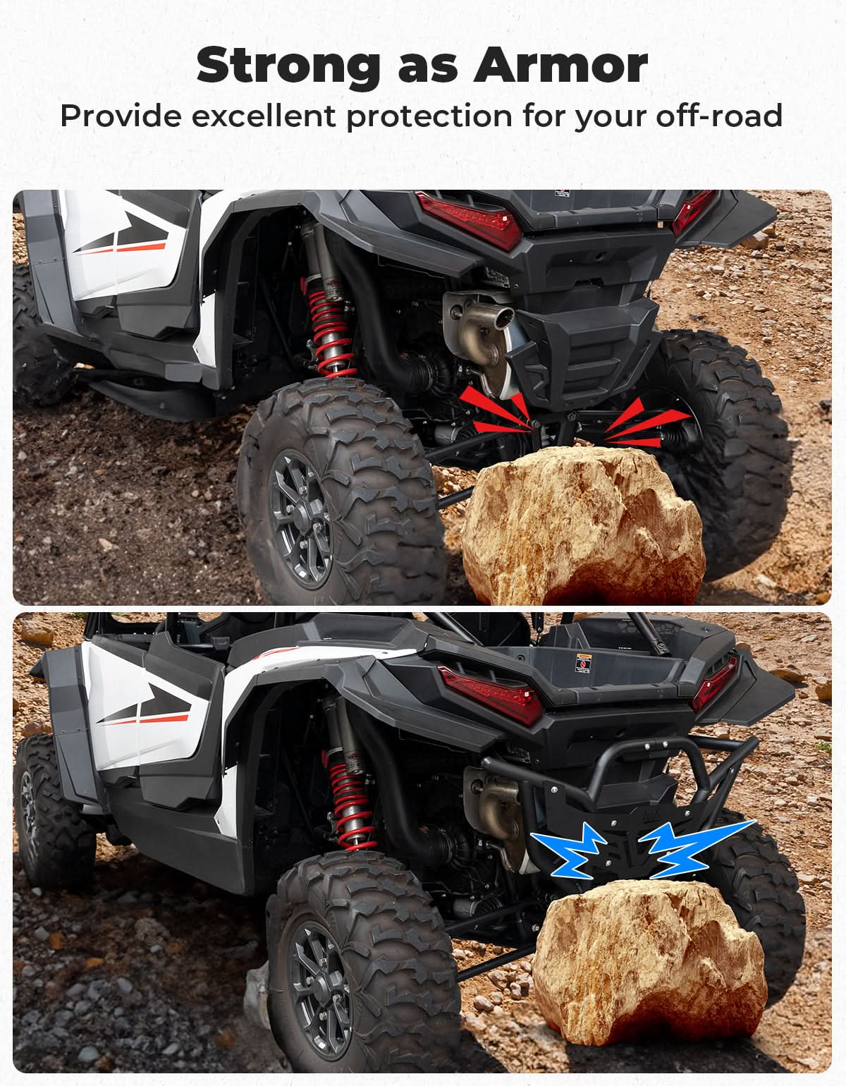 Heavy Duty Steel Rear Bumper for 2024-2025 Polaris RZR XP 1000/ 4 - Image 5