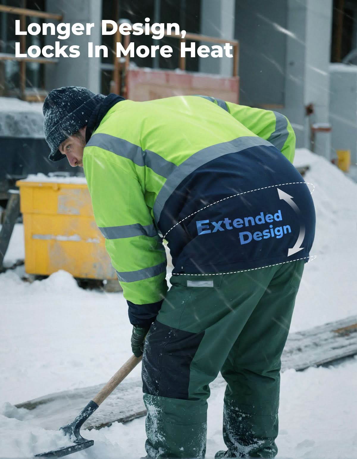 Men’s Heated Safety Jacket with Battery Waterproof Hi-Vis Winter Workwear - Image 3