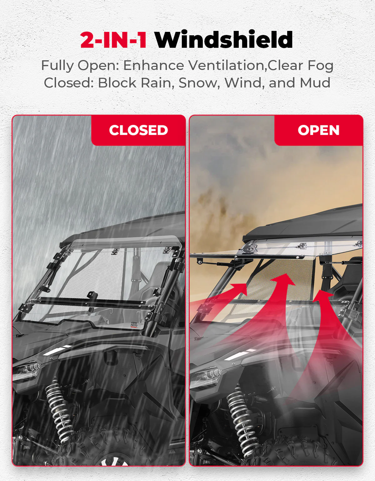 Flip 2-in-1 Windshield for Talon 1000X/1000R/1000X-4 - Image 4