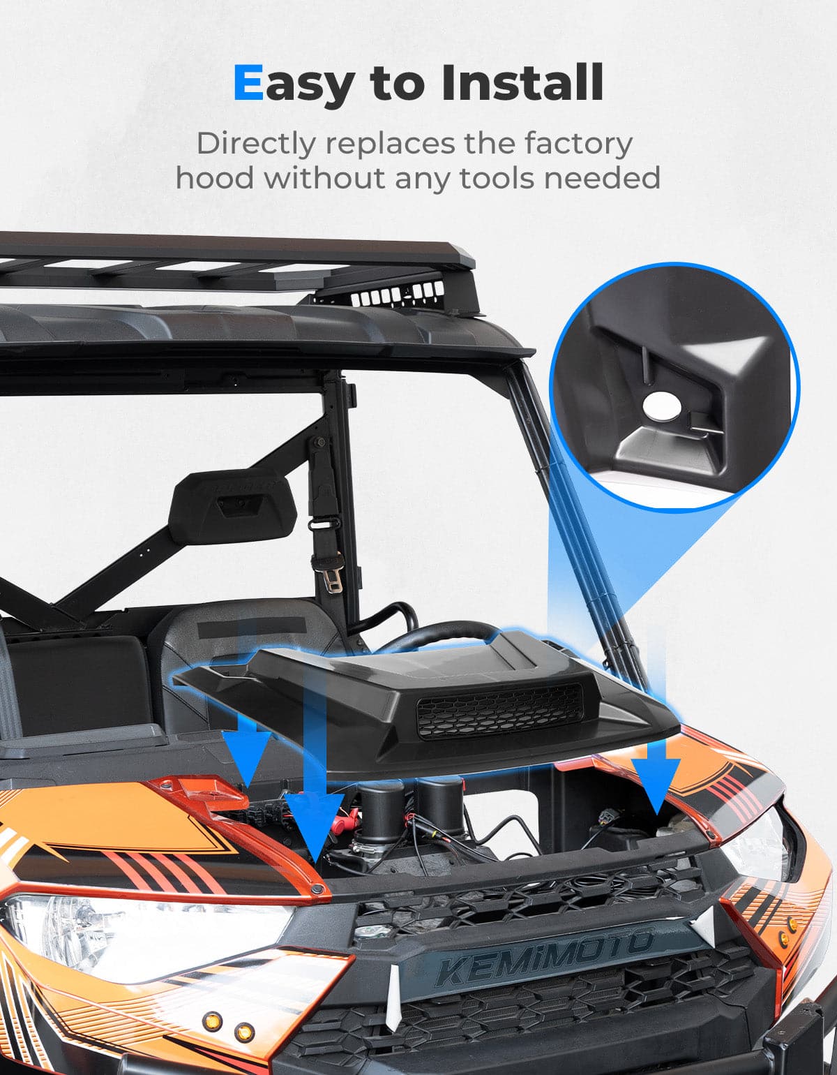 Hood Scoop for Polaris Ranger XP 1000/ Crew 2018-2024 - Image 5