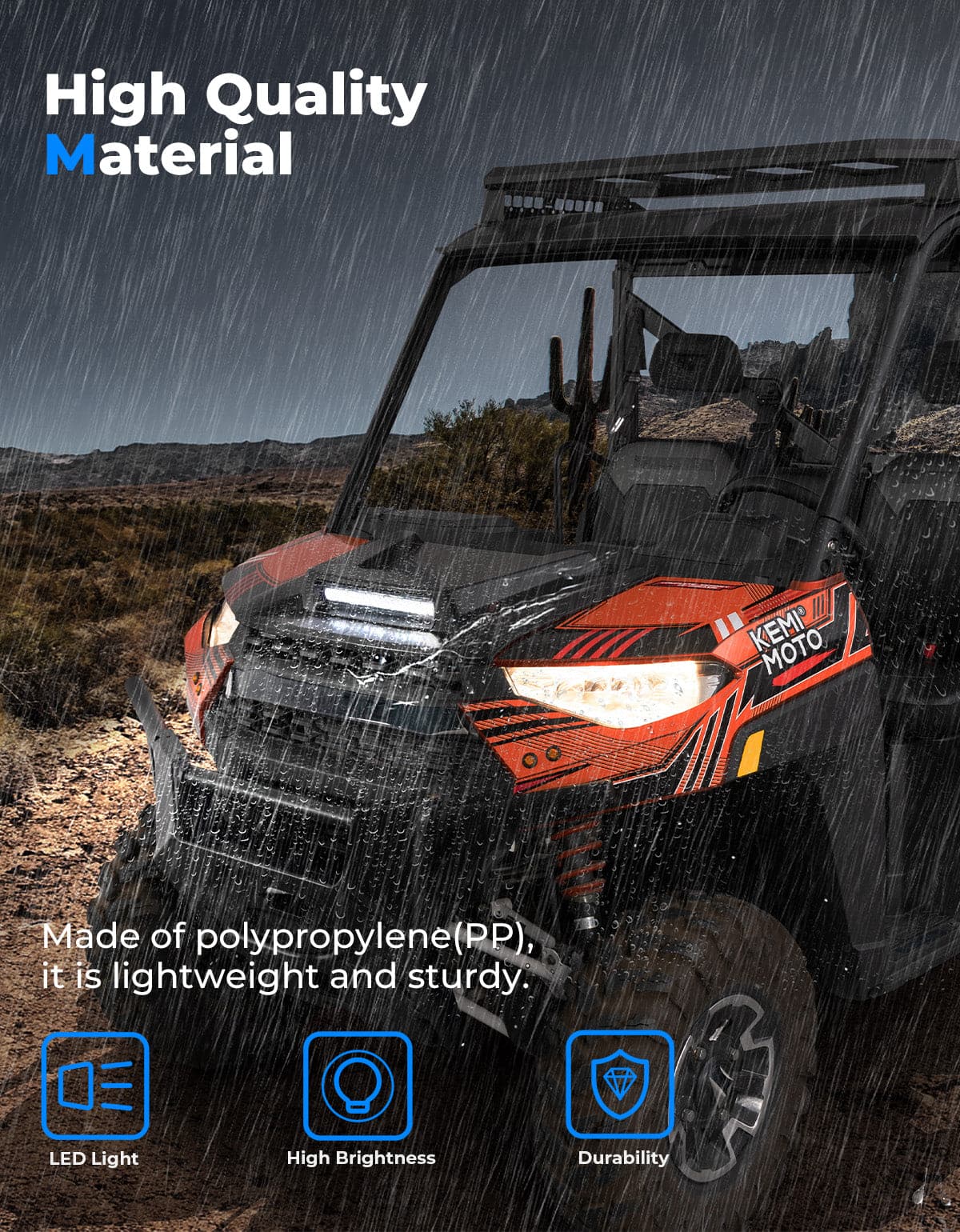 Hood Scoop with LED Spot Light for Polaris Ranger XP 1000/ Crew - Image 3