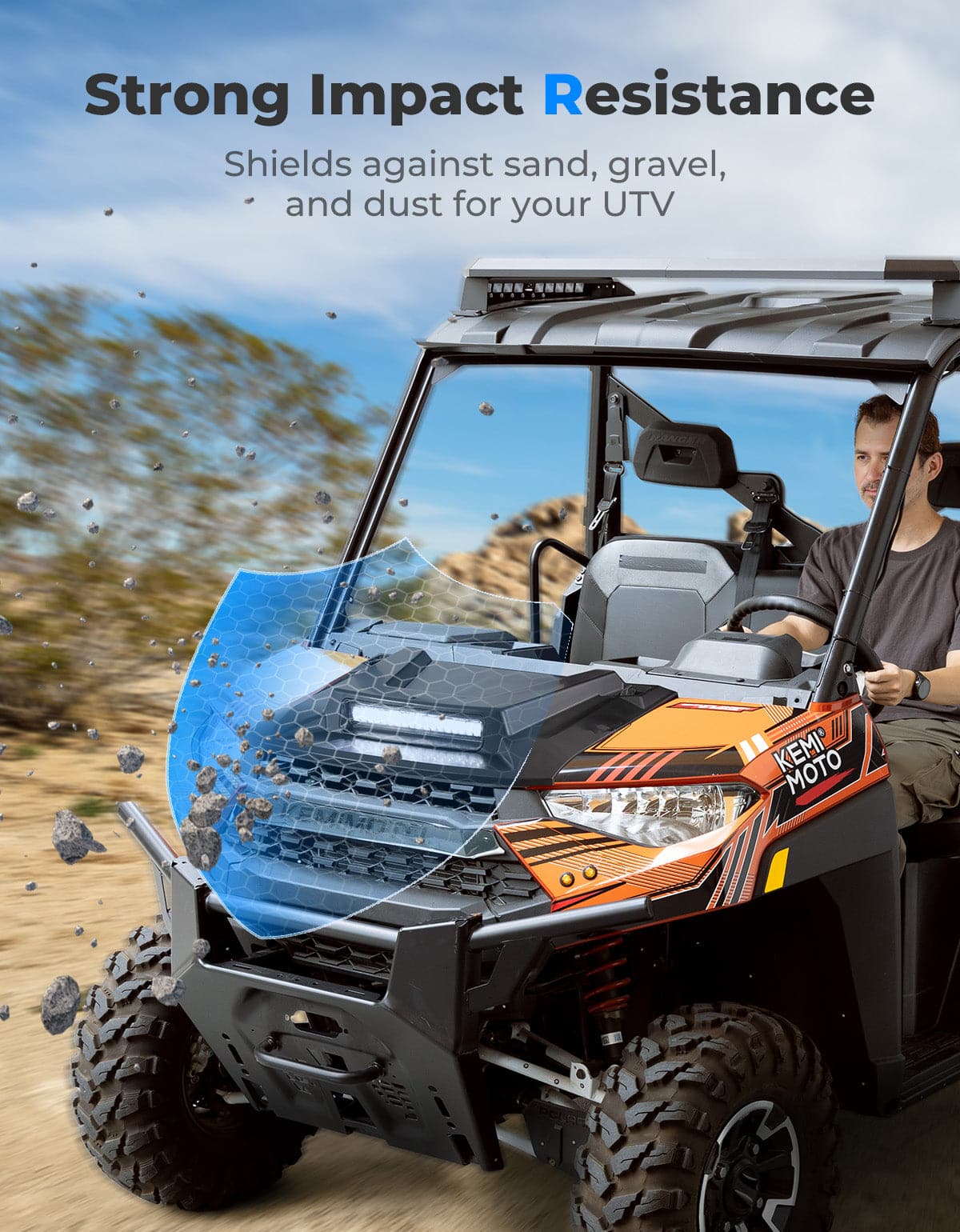 Hood Scoop with LED Spot Light for Polaris Ranger XP 1000/ Crew - Image 7