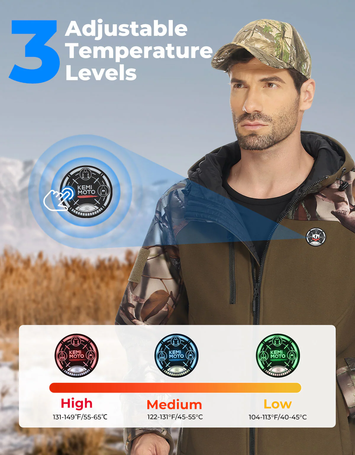 Hooded Heated Camo Jackets with Battery Pack for Hunting Outdoor Hiking - Image 3
