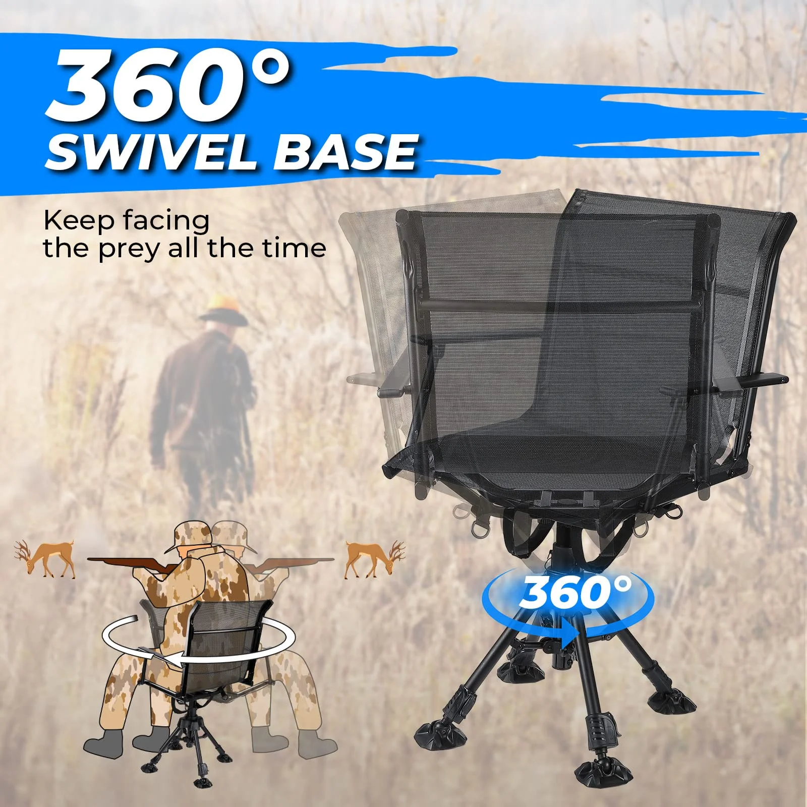 360 Degree Silent Swivel Blind Hunting Chair - Image 2